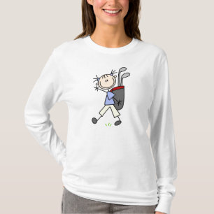 Mädchen-Golfspieler mit Tasche und Vereine T-Shirt