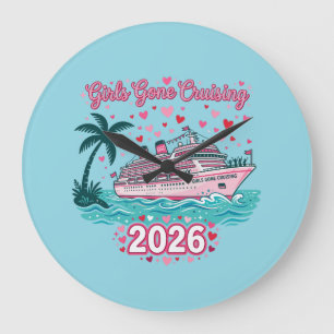 Mädchen Gone Cruising 2026 Urlaubs-Party-Kreuzfahr Große Wanduhr