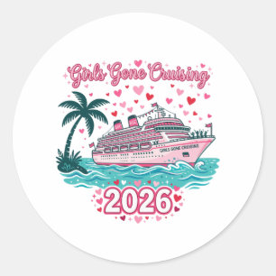 Mädchen Gone Cruising 2026 Urlaubs-Party-Kreuzfahr Runder Aufkleber