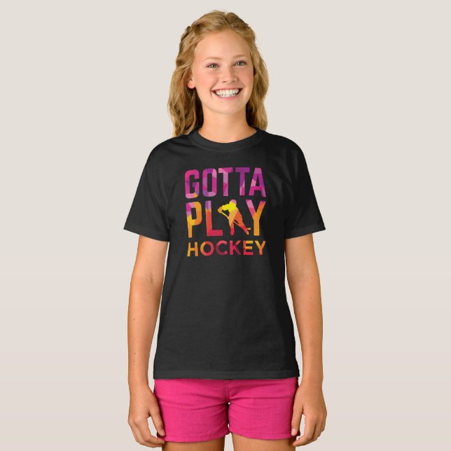 Mädchen got, um Hockey zu spielen T-Shirt (Vorne ganz)
