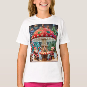 Mädchen Grundlegender T - Shirt: Weihnachts-Pilzde T-Shirt