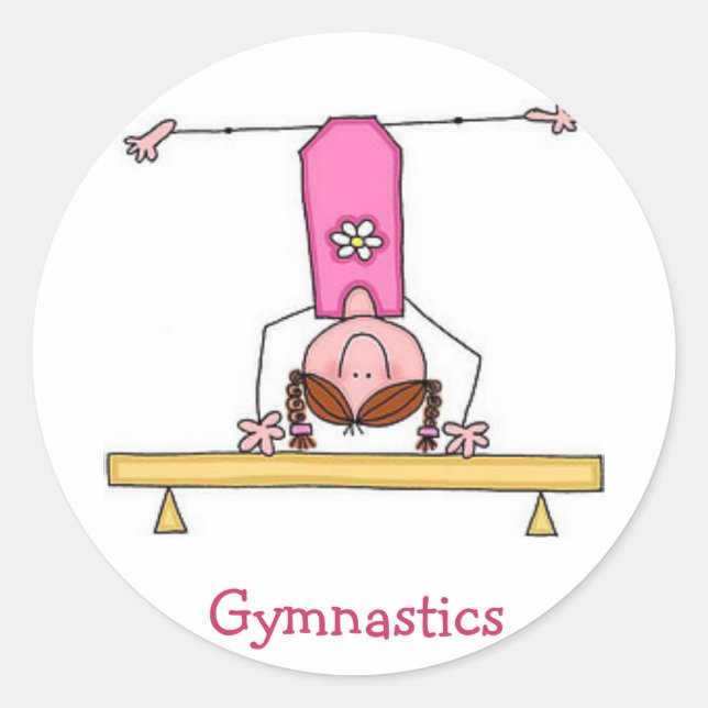Mädchen-Gymnastik-Aufkleber Runder Aufkleber (Vorderseite)
