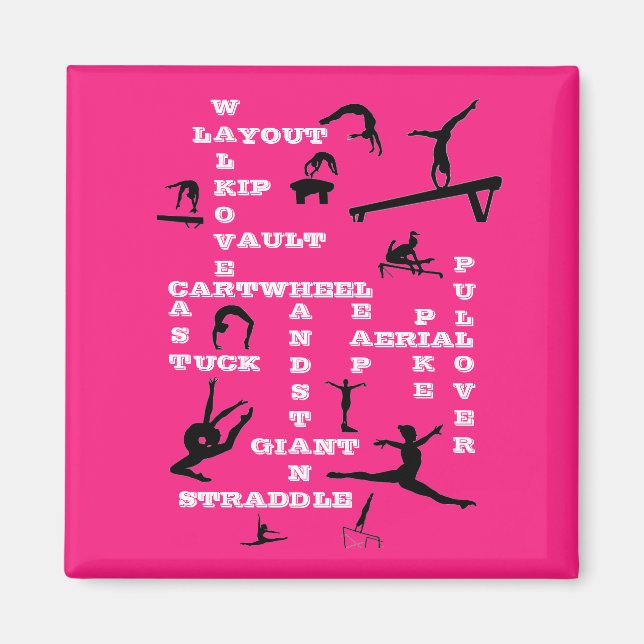 Mädchen Gymnastik Fähigkeiten Crossword Pink Magne Magnet (Vorne)