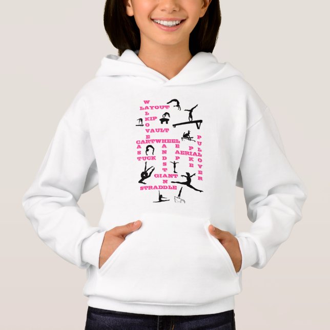 Mädchen Gymnastik Fähigkeiten Crosswords Hoodie (Vorderseite)