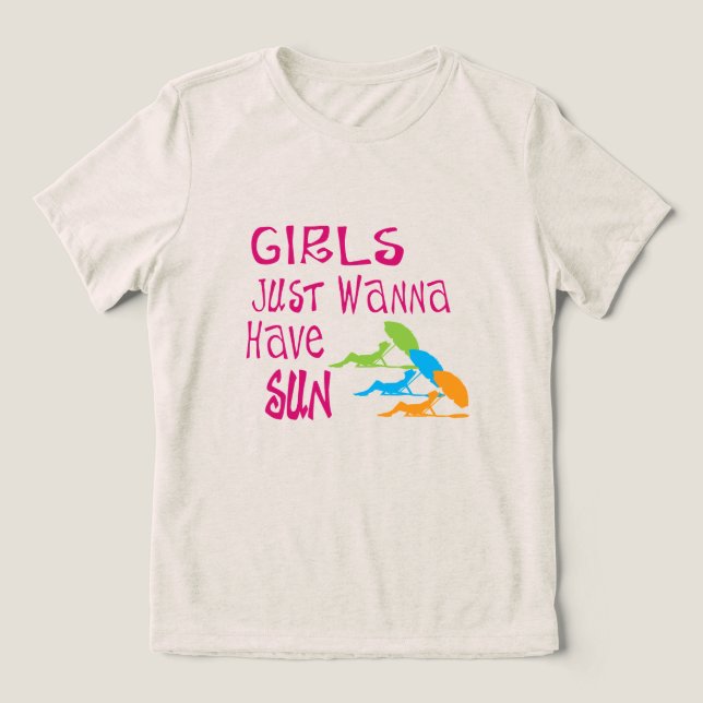 Mädchen haben nur die Sonne Tri-Blend Shirt (Design Vorderseite)