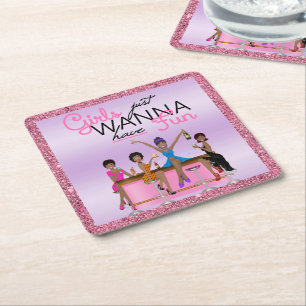 Mädchen haben nur Spaß Bachelorette Rechteckiger Pappuntersetzer