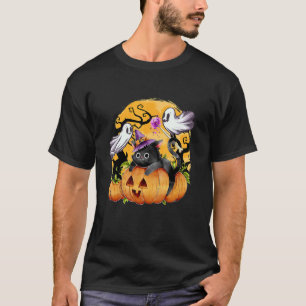 Mädchen Halloween Katze Kürbis Hexenhut Orange Kos T-Shirt