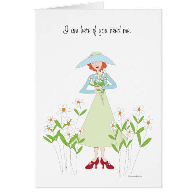 Mädchen halten Blume Get Well Card (Vorne)