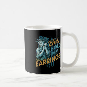 Mädchen halten meine Ohren kämpfen Mode Statue der Kaffeetasse