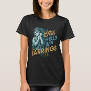 Mädchen halten meine Ohren kämpfen Mode Statue der T-Shirt