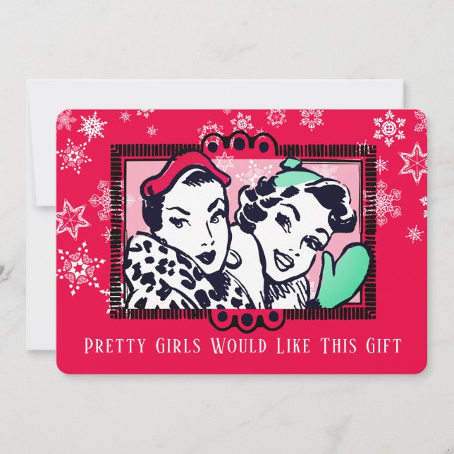 Mädchen handgemachte Strickfaser Weihnachtskarte Feiertagskarte (Vorderseite)