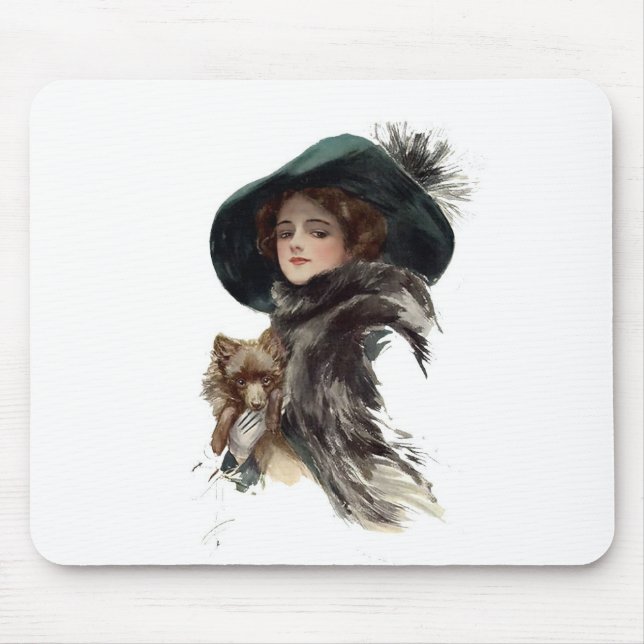 Mädchen Harrison Fisher in einem aquamarinen Hut Mousepad (Vorne)