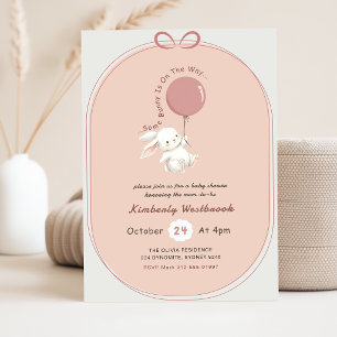 Mädchen Hase Rosa Schleife Baby Shower Einladung