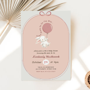 Mädchen Hase Rosa Schleife Baby Shower Einladung