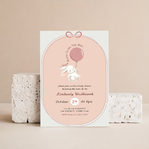 Mädchen Hase Rosa Schleife Baby Shower Einladung
