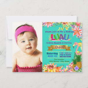 Mädchen Hawaiian Luau Geburtstagsfeier Einladung