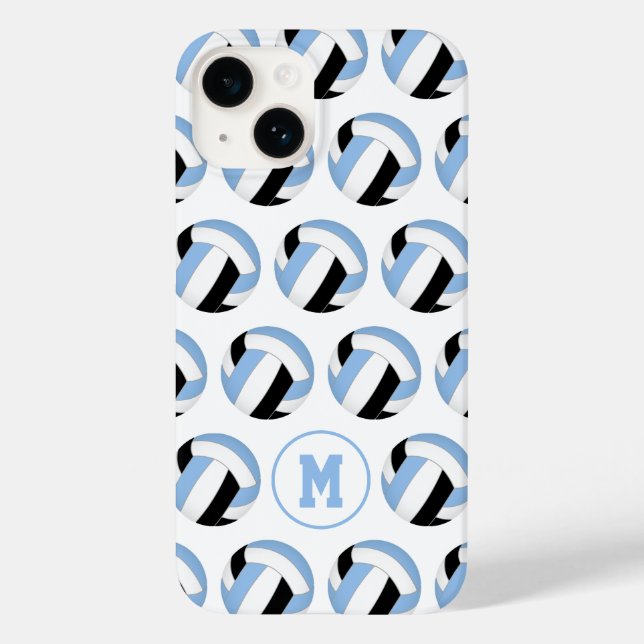 Mädchen hellblaue schwarze Volleyballs Case-Mate iPhone 14 Hülle (Rückseite)