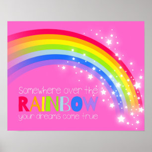 Mädchen helle Regenbogenträume rosa Himmelsposter Poster
