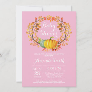 Mädchen Herbst-Kürbis-Baby-Shower-Einladungskarte Einladung