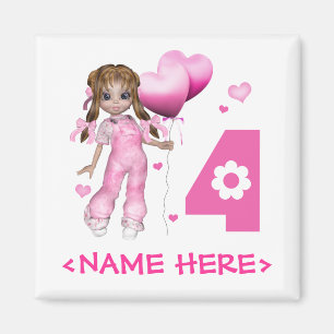 Mädchen Herz 4. Geburtstag Magnet