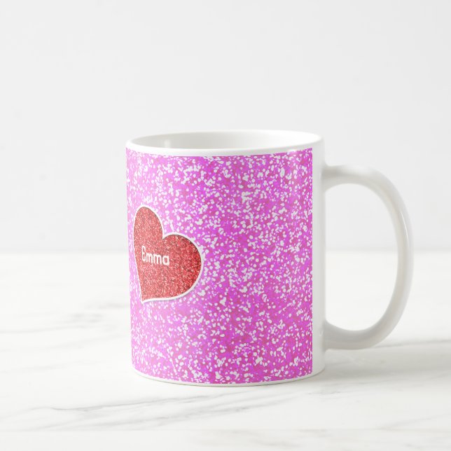 MÄDCHEN-HERZPINK-GLITZER TASSE (Rechts)