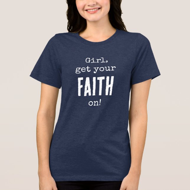 Mädchen, hol dir deinen Glauben! QR-Code Christlic Tri-Blend Shirt (Vorderseite)
