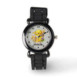 Mädchen Honigbiene geben Namensaufzeichnung Armbanduhr