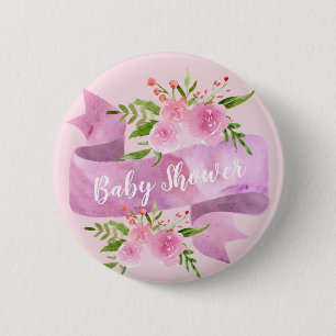 Mädchen, Hübsch, elegant, floralblau, pink Babydus Button