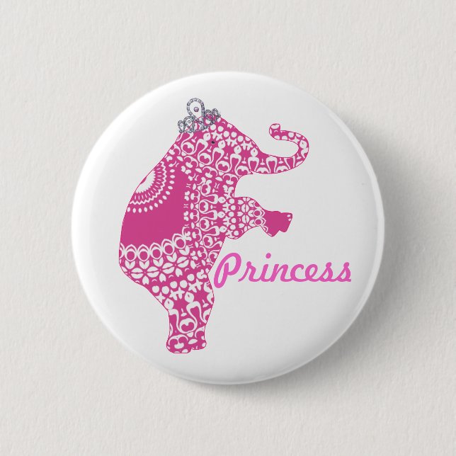 Mädchen Hübsch rosa Prinzessin Elephant Button Abz (Vorderseite)