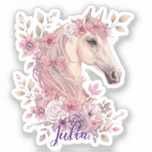 Mädchen Hübsche Ponys Pastell Blumen Pferd Aufkleber