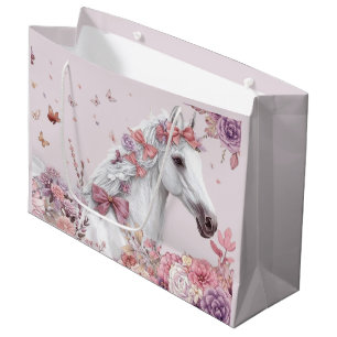 Mädchen Hübsche Ponys Pastell Blumen Pferd Große Geschenktüte