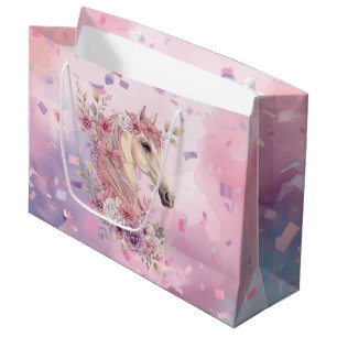 Mädchen Hübsche Ponys Pastell Blumen Pferd Große Geschenktüte