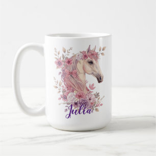 Mädchen Hübsche Ponys Pastell Blumen Pferd Kaffeetasse
