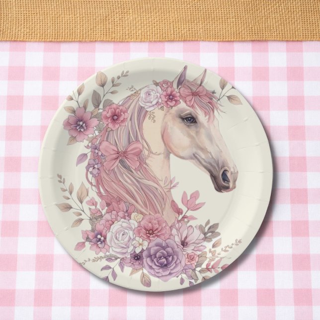 Mädchen Hübsche Ponys Pastell Blumen Pferd Pappteller (Von Creator hochgeladen)