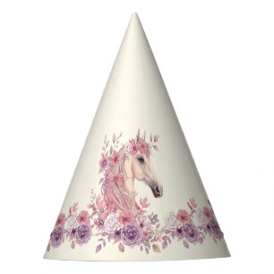 Mädchen Hübsche Ponys Pastell Blumen Pferd Partyhütchen