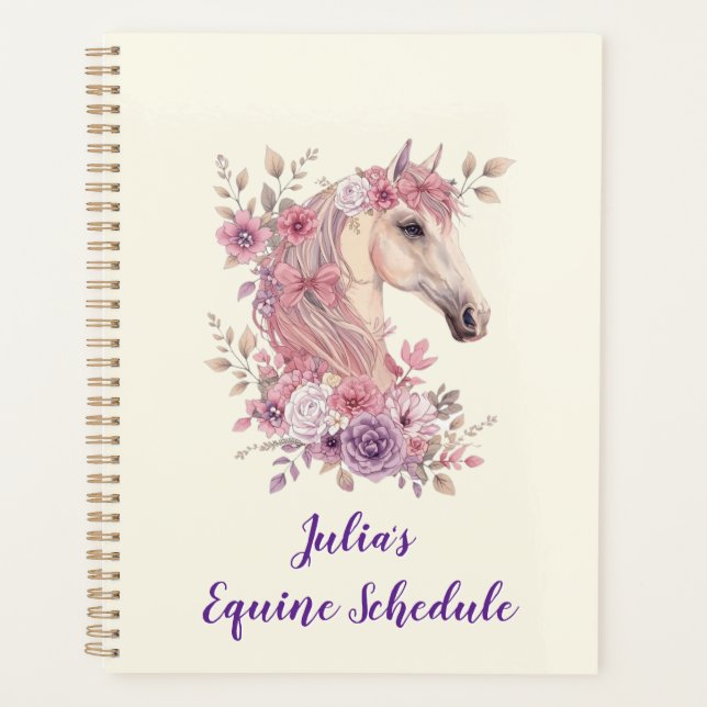 Mädchen Hübsche Ponys Pastell Blumen Pferd Planer (Vorderseite)