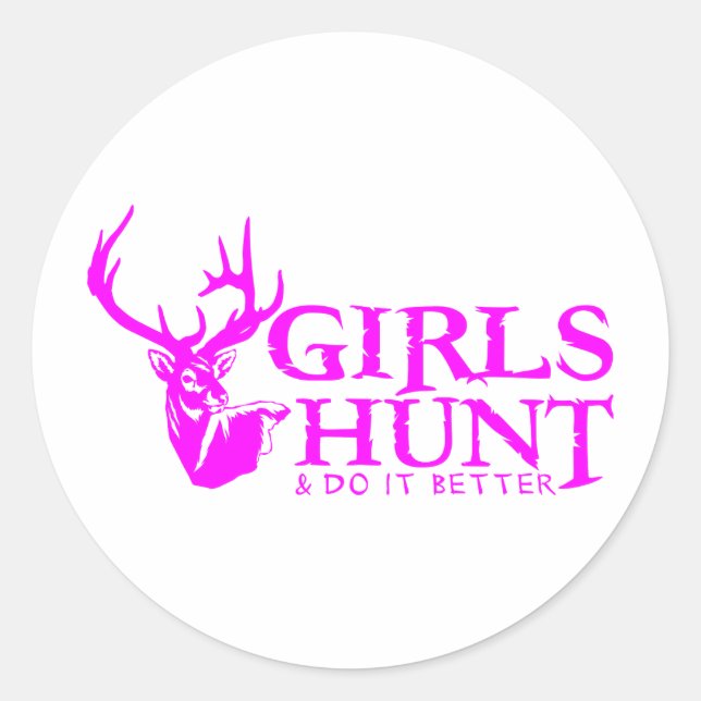 MÄDCHEN HUNT DEER RUNDER AUFKLEBER (Vorderseite)