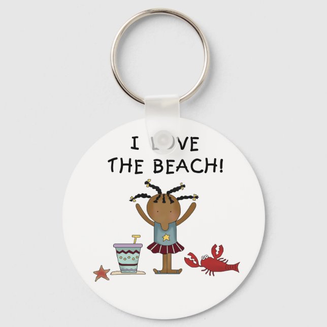 Mädchen I Liebe der Strand Schlüsselanhänger (Vorderseite)