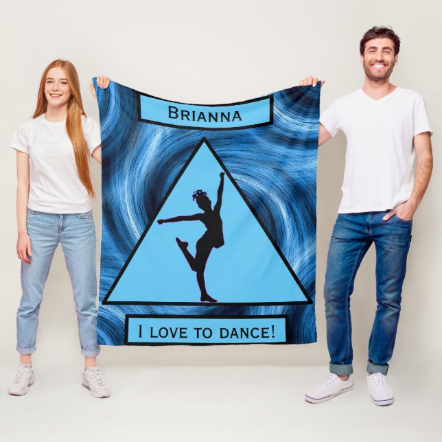 Mädchen "I Liebe to Dance" Blaue Wirbel Fleecedecke (Beispiel)
