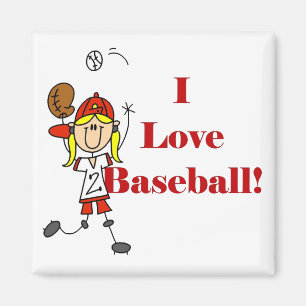 Mädchen Ich Liebe Baseball T-Shirts und Geschenke Magnet