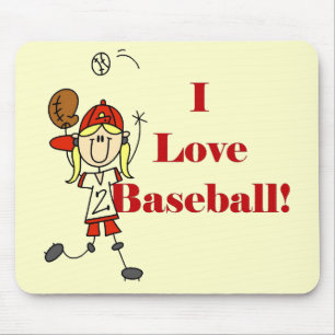 Mädchen Ich liebe Baseball T-Shirts und Geschenke Mousepad