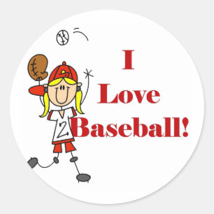 Mädchen Ich liebe Baseball T-Shirts und Geschenke Runder Aufkleber