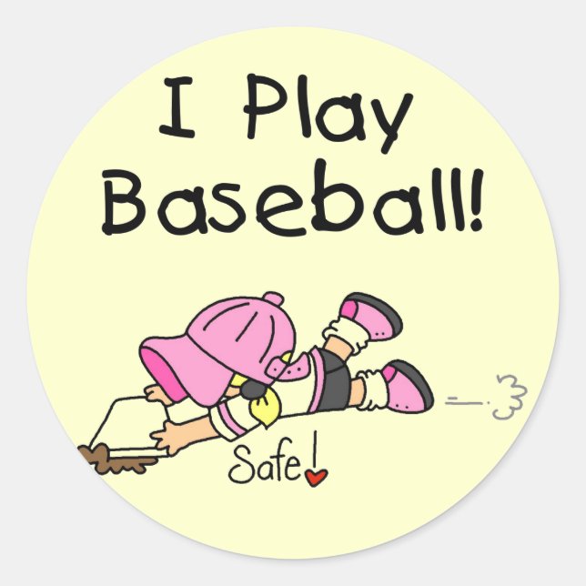 Mädchen Ich spiele Baseball-Hemden und Geschenke Runder Aufkleber (Vorderseite)