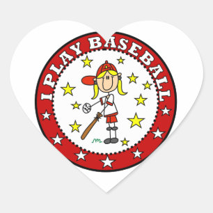 Mädchen Ich Spiele Baseball T-Shirts und Geschenke Herz-Aufkleber