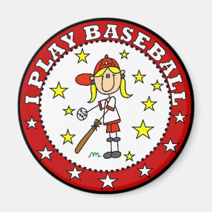 Mädchen Ich Spiele Baseball T-Shirts und Geschenke Magnet