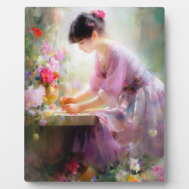 Mädchen im Blumengarten Fotoplatte