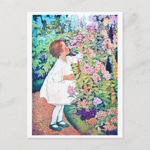 Mädchen im Blumengarten, Jessie Willcox Smith Postkarte