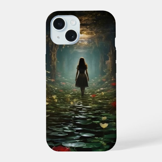 Mädchen im Fantasy-Tunnel iPhone 15 Hülle (Rückseite)