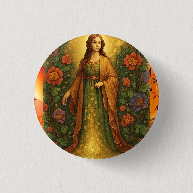 Mädchen-im-Garten-Knopf Button (Vorderseite)