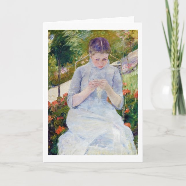 Mädchen im Garten, Mary Cassatt Karte (Vorderseite)